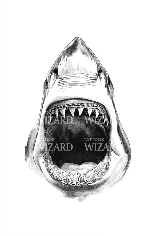 Jaws Open Bite Tattoo Design