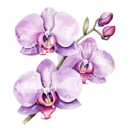 Purple Orchid Tattoo Design