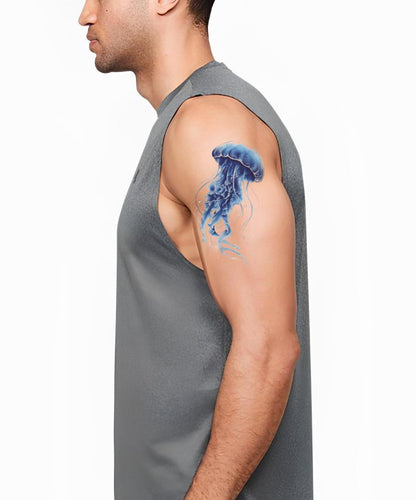 Blue Jellyfish Watercolor Tattoo Design