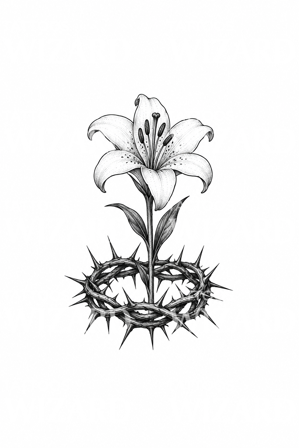 Jesus' Dornenkrone mit Osterlilie Tattoo