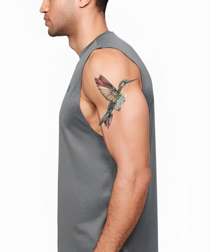 Jewel Hummingbird Perch Tattoo Illustration