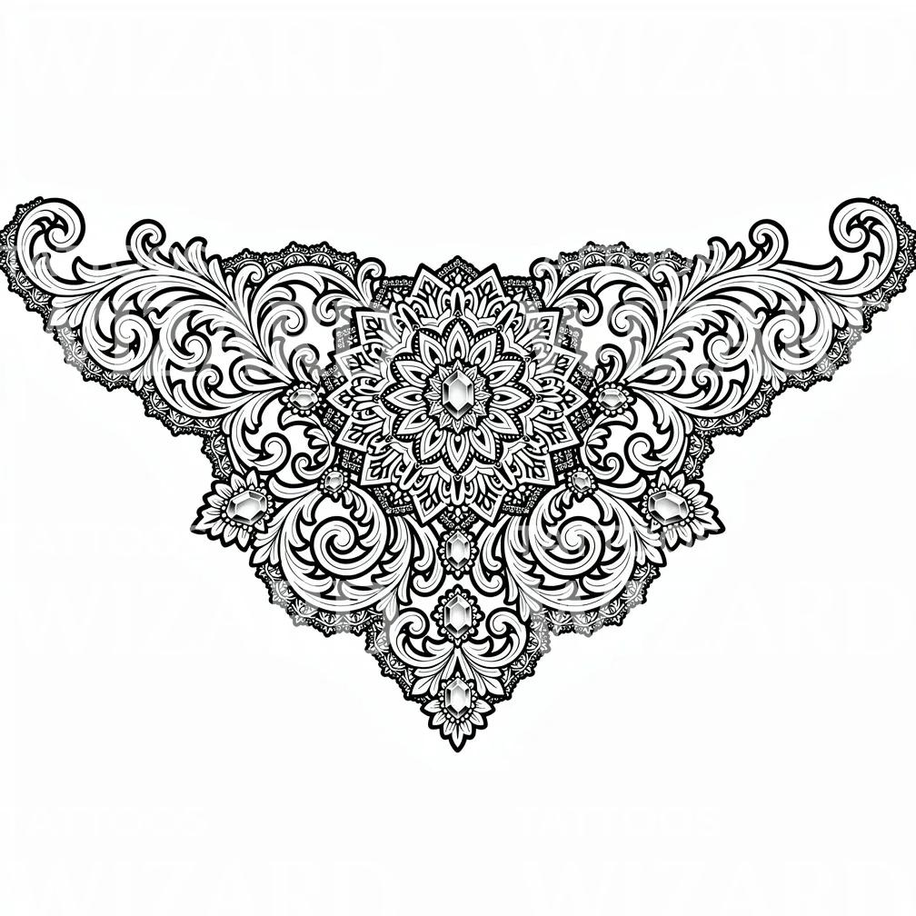 Smykkebesatt Mandala Ornamental Tatoveringsdesign