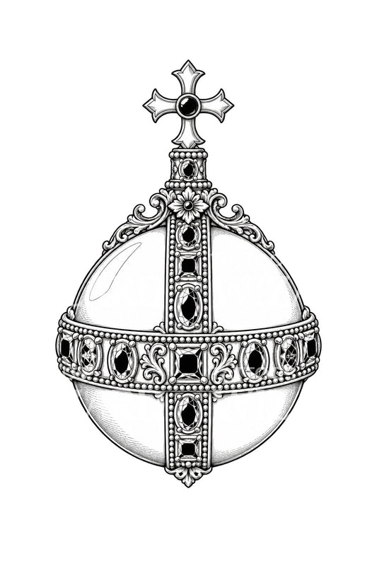Tetování královského zdobeného orb a kříže