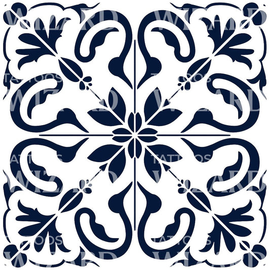 Conception de tatouage de motif azulejo simple