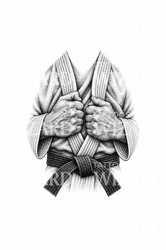 Brazilian jiu jitsu gi-fogás dotwork tetoválás