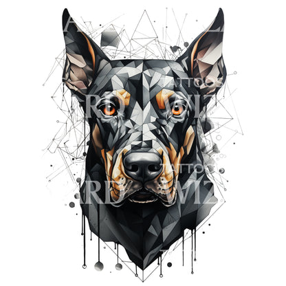 Geometric Dobermann Tattoo Design