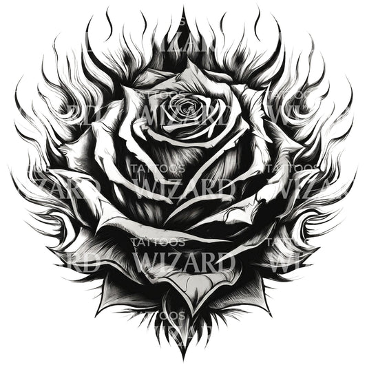 Thorn And Cinder Rose Tattoo Design