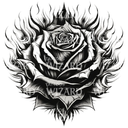 Thorn And Cinder Rose Tattoo Design