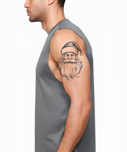 Jolly Santa Beard Tattoo Illustration
