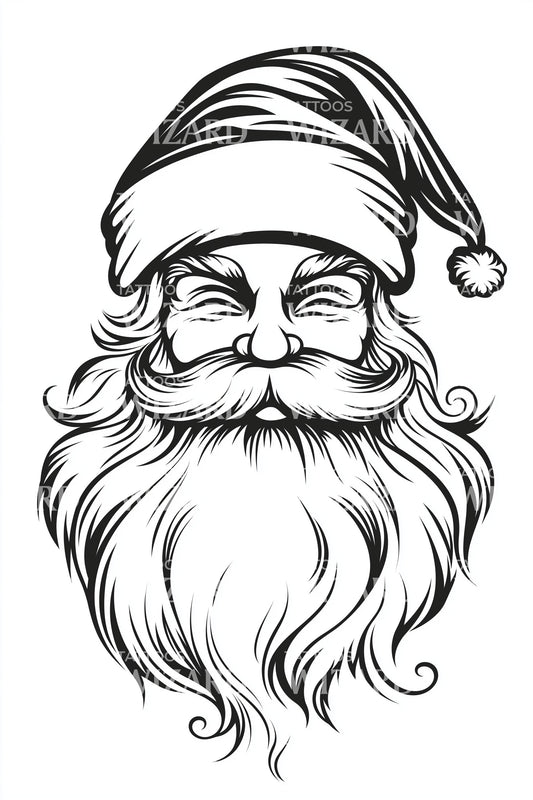 Jolly Santa Beard Tattoo Illustration