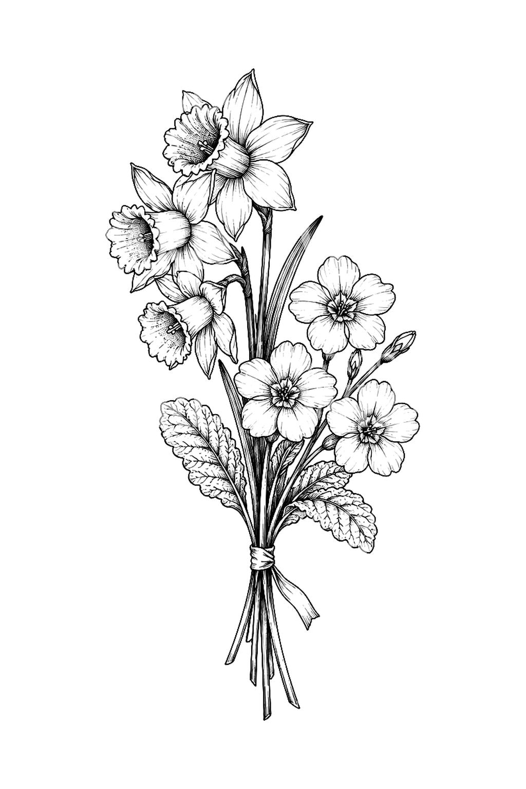 Jonquil and Primrose Bouquet Tattoo Idea