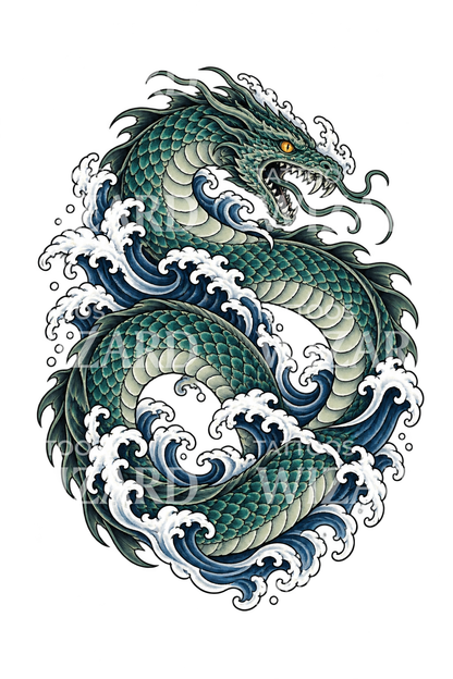 Jörmungandr, il Serpente del Mondo tra onde giapponesi