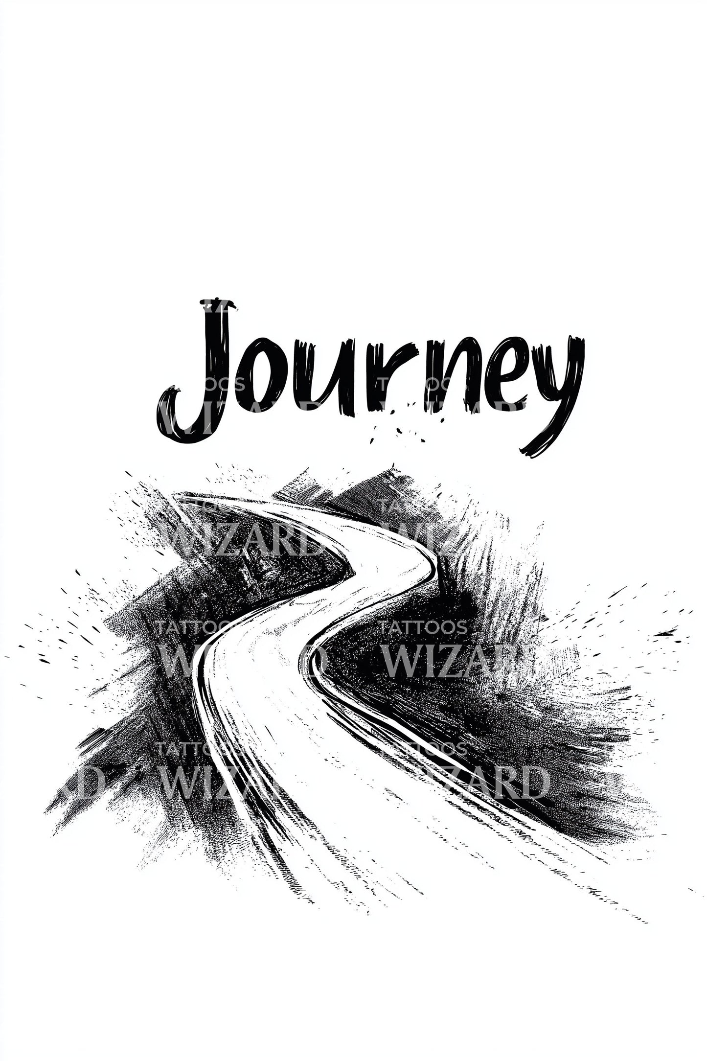 Journey Road Brush Tattoo Design