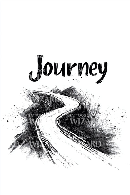 Journey Road Brush Tattoo Design