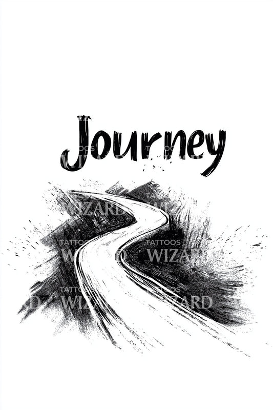 Journey Road Brush Tattoo Design