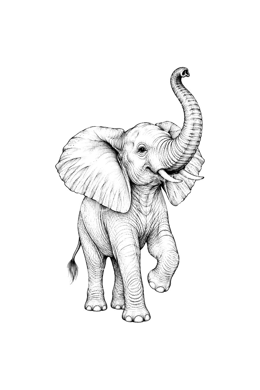 Joyful Baby Elephant Good Luck Tattoo Idea