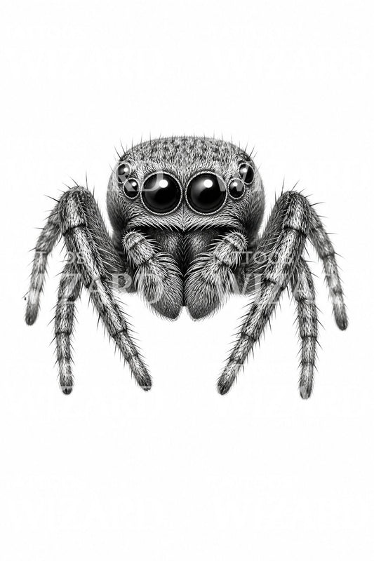 Desain Tato Potret Laba-laba Peloncat