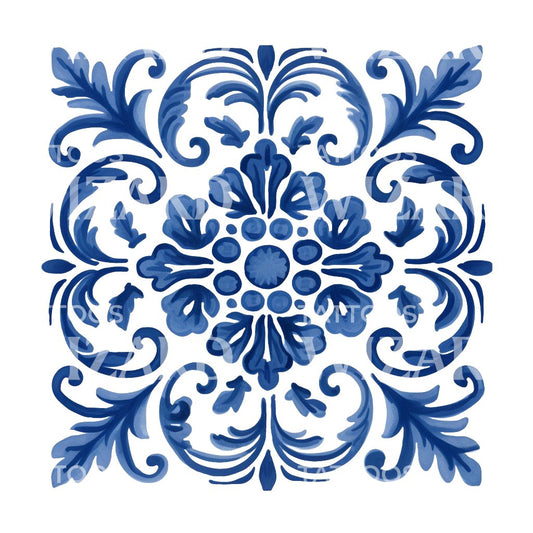 Blue Traditional Azulejo Tattoo Design