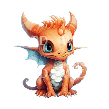 New School Cute Dragon Tattoo Design