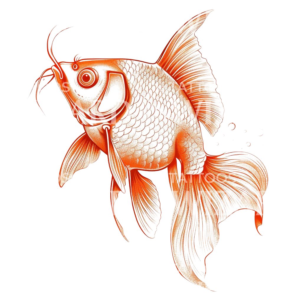 Red Goldfish Tattoo Design