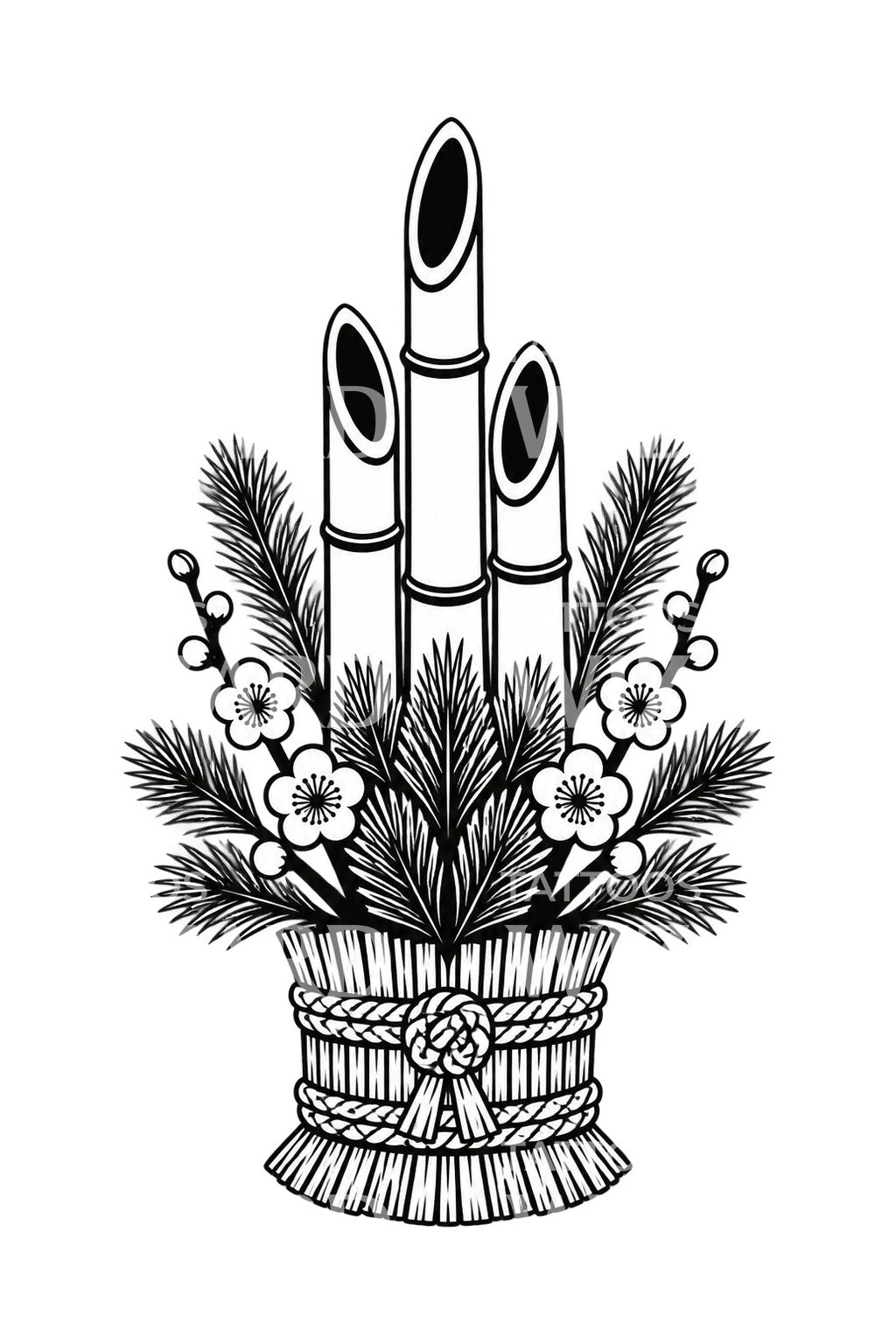 Kadomatsu-Bambus-Tattoo zum japanischen Neujahr