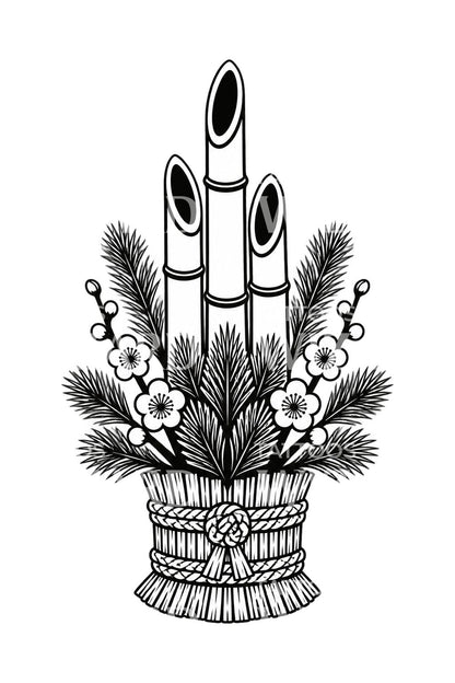 Kadomatsu-Bambus-Tattoo zum japanischen Neujahr