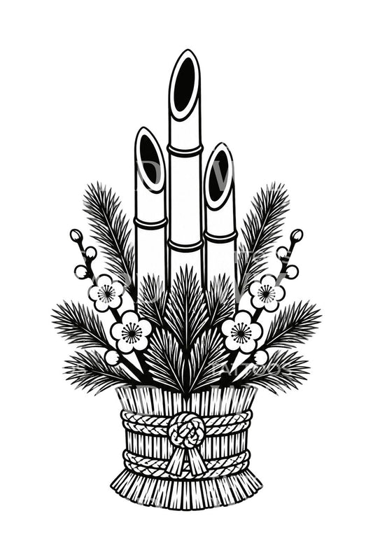 Kadomatsu-Bambus-Tattoo zum japanischen Neujahr