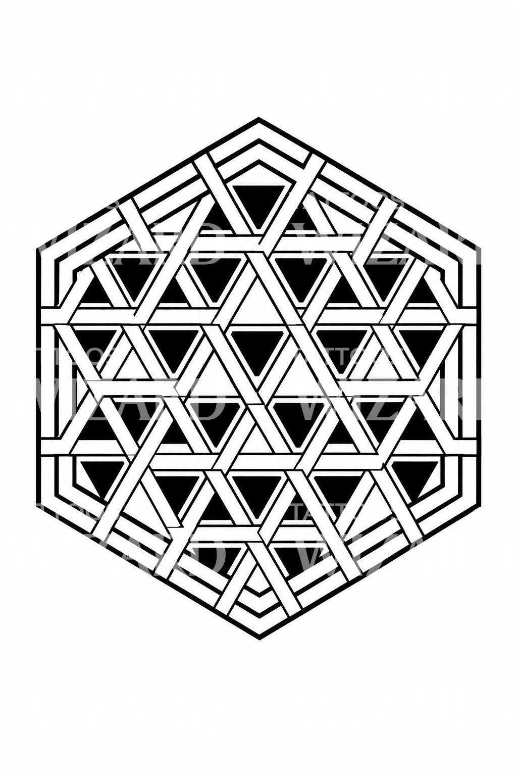 Design di tatuaggio del reticolo kagome intrecciato a cesto