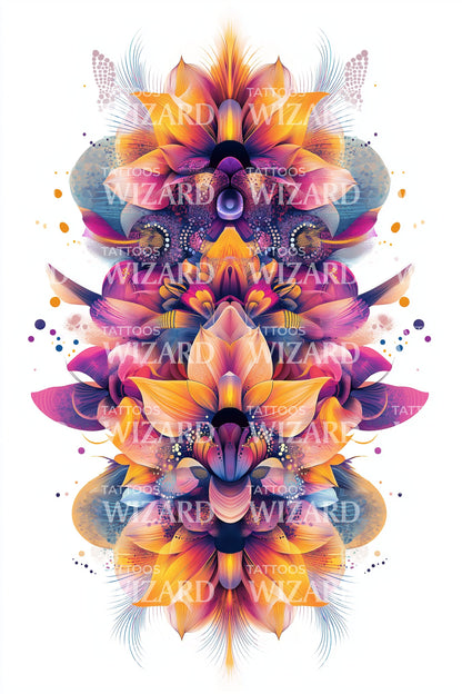 Kaleidoscope Flame Bloom Tattoo Design