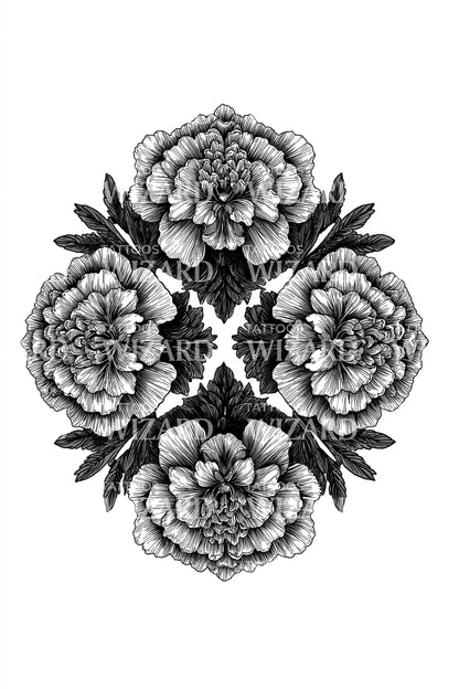 Kaleidoskop Ringelblume Mandala Tattoo Design