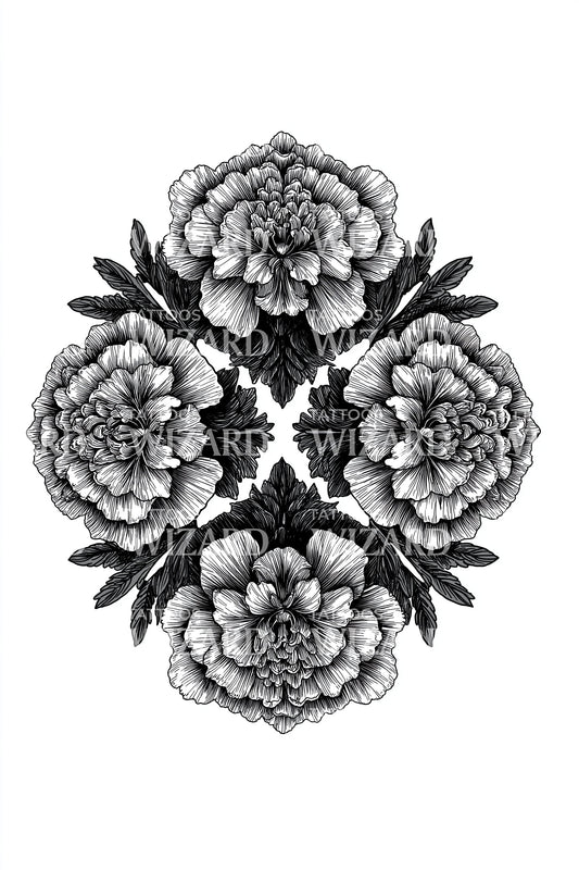 Kaleidoscope Marigold Mandala Tattoo Design