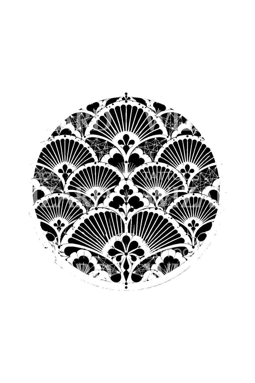 Diseño de tatuaje de abanico Katagami