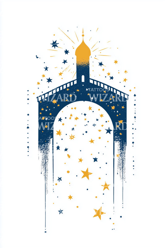 Desenho de Tatuagem Minarete Estrelado Cazaque