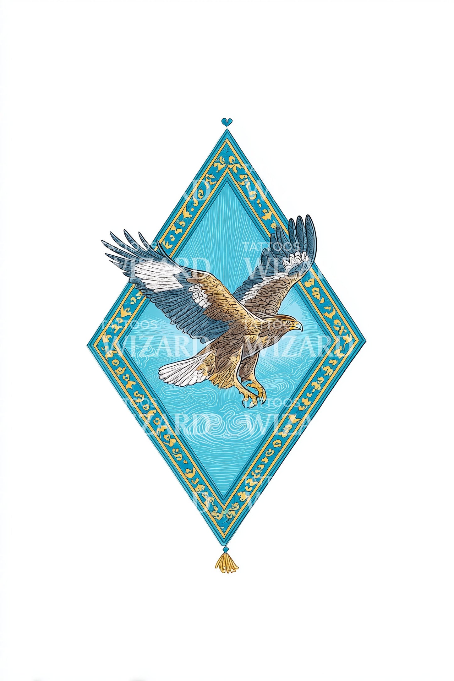 Diseño de tatuaje con emblema del águila de la estepa de Kazajistán