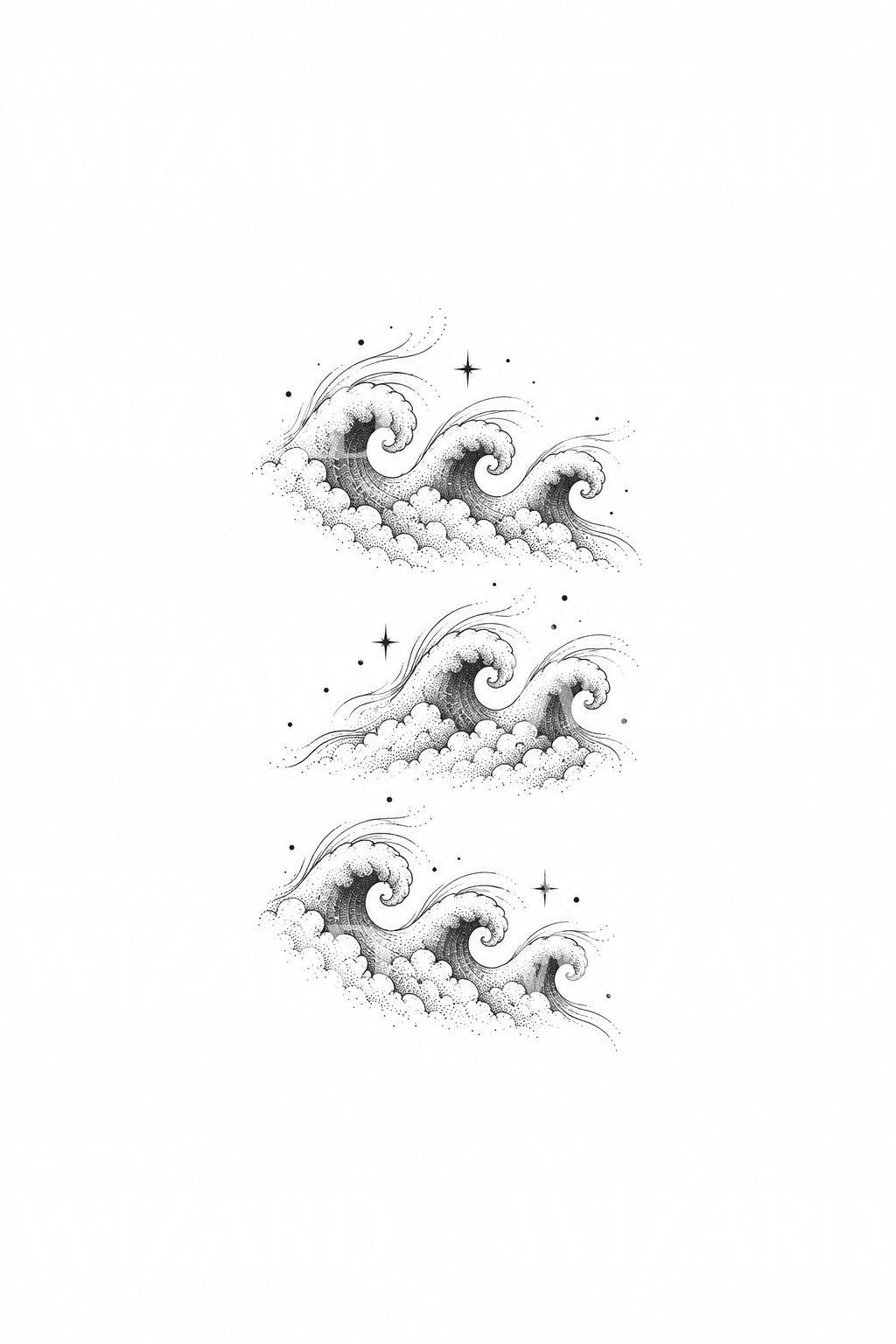 Kelvin Helmholtz Wave Clouds Tattoo Design