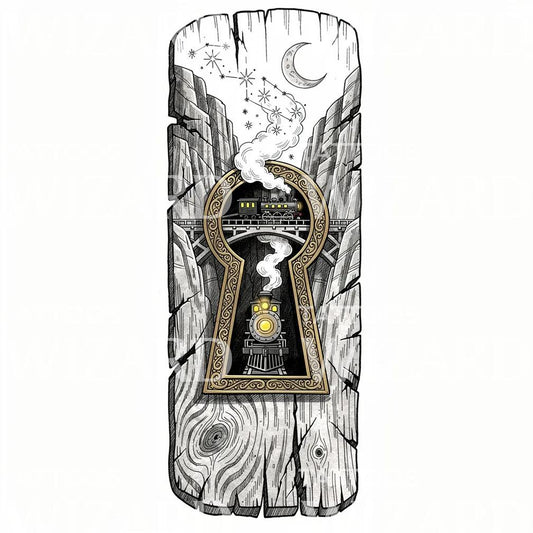 Keyhole Steam Train Tattoo Design