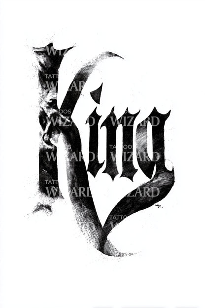 King Blackletter Script Tattoo Design
