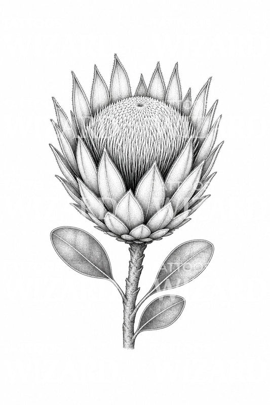 Tattoo-idee met bloeiende koningsprotea