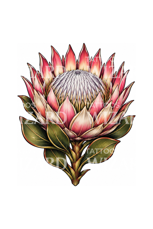 Markant neo-traditionel kongeprotea-tatovering
