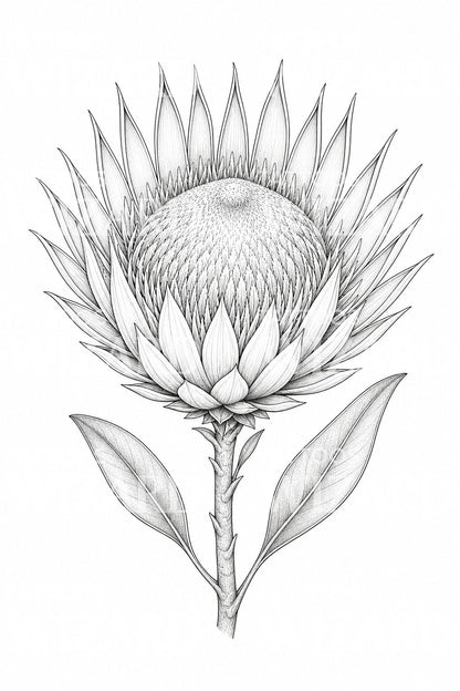 Desain Tato Fine Line King Protea