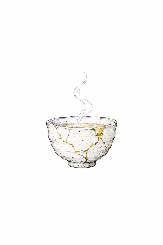 Idea de tatuaje de cuenco Kintsugi reparado en oro