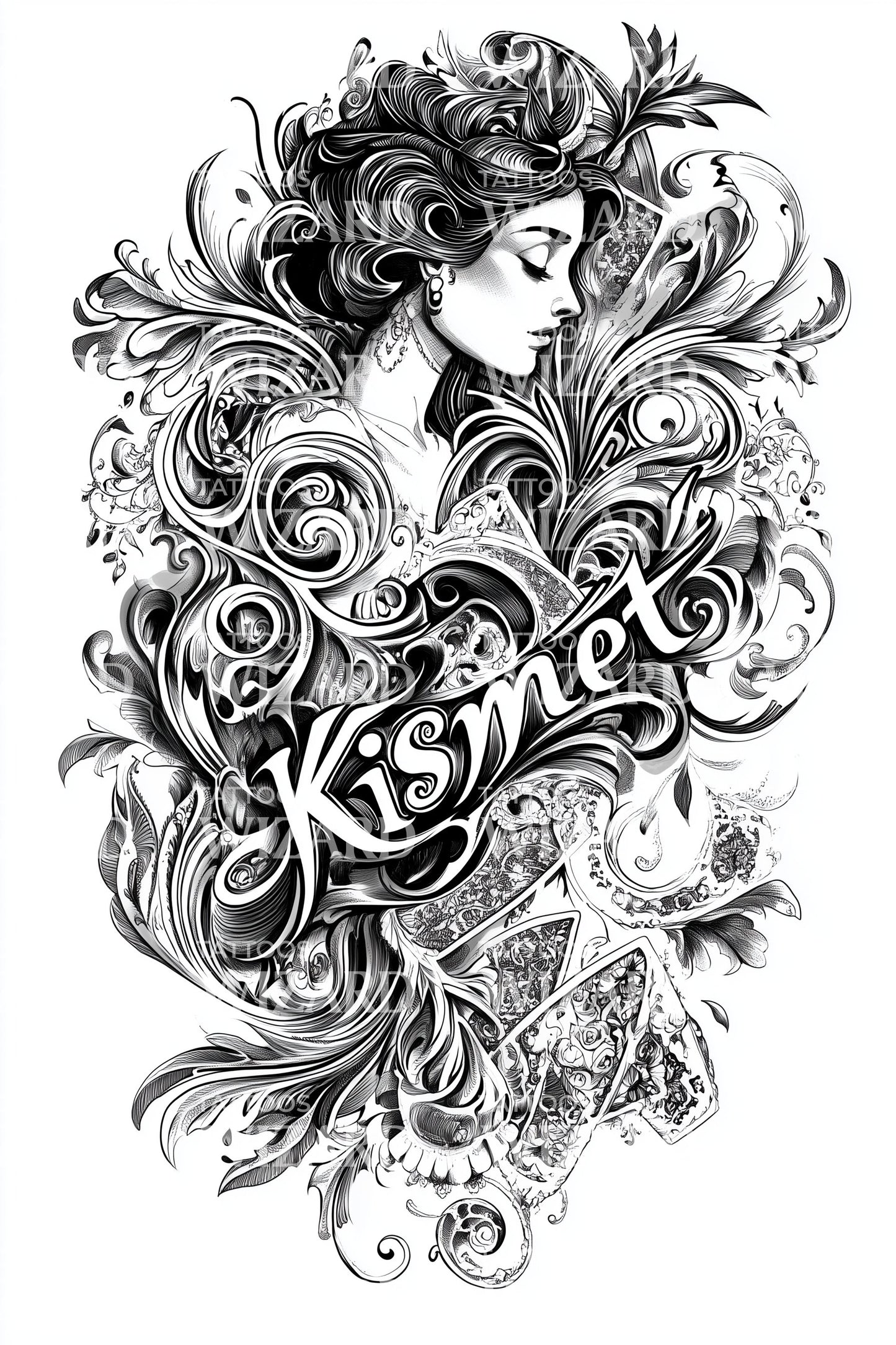 Kismet Art Nouveau Tattoo Illustration