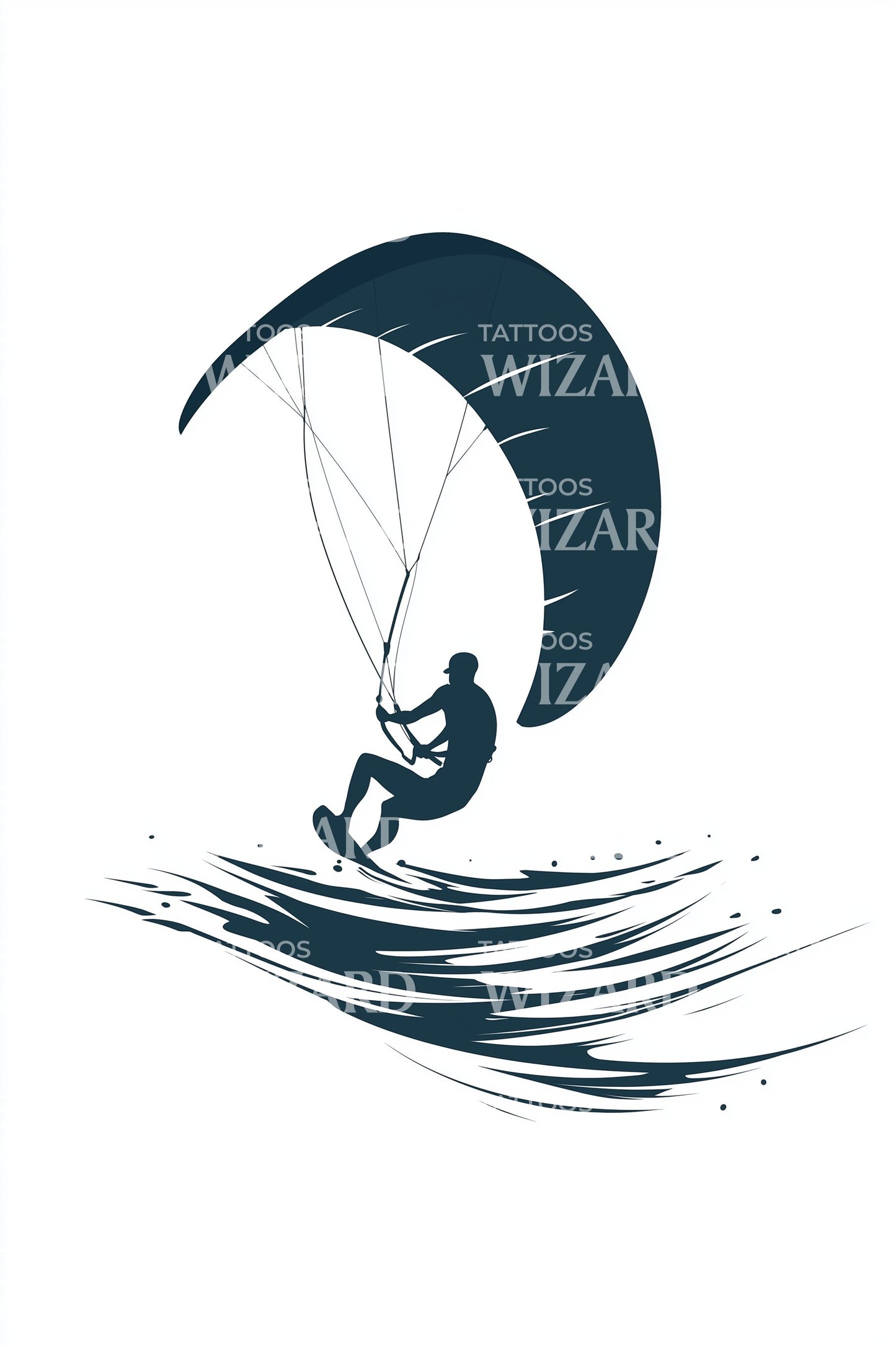 Kitesurfing Curve Motion Tattoo Illustration