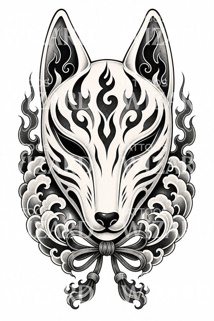 Tetovací návrh irezumi s maskou lišky kitsune