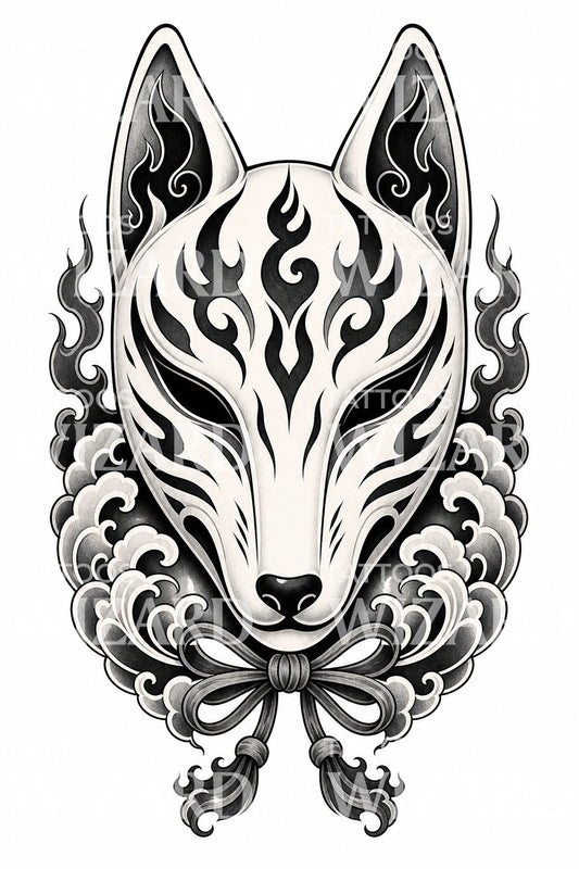 Tetovací návrh irezumi s maskou lišky kitsune