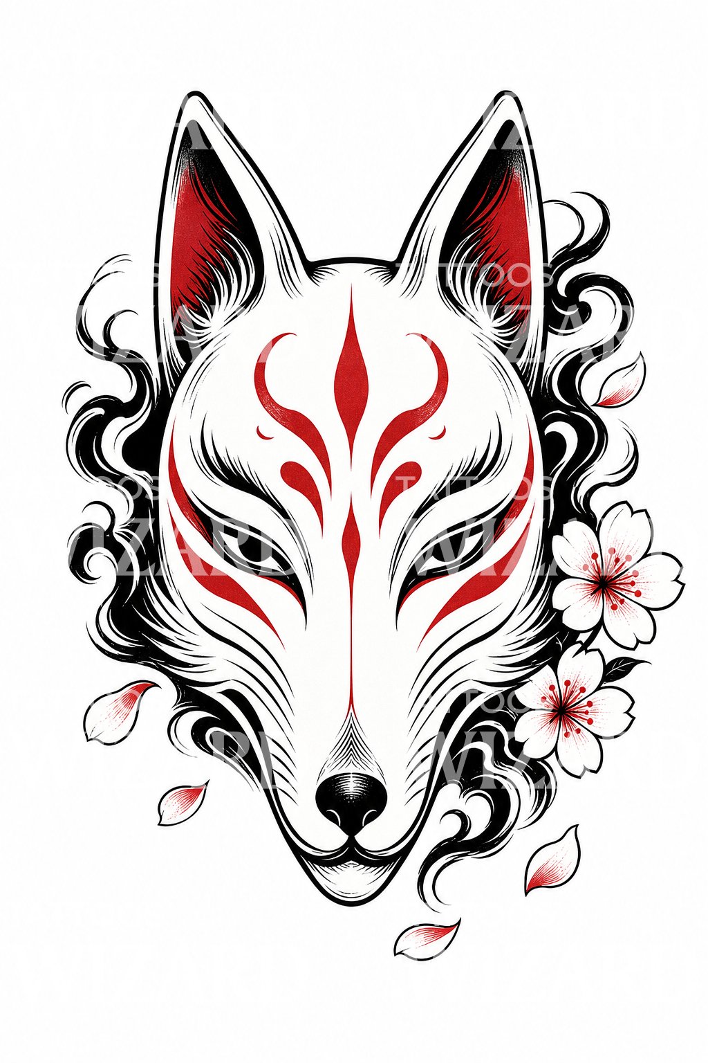 Idea de tatuaje de máscara de zorro kitsune