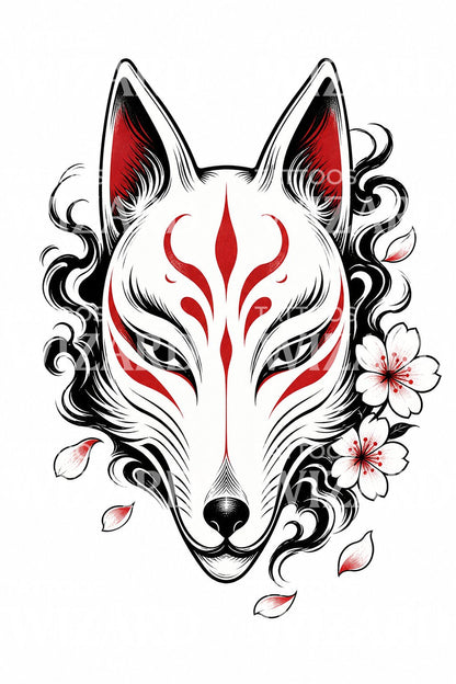 Idea de tatuaje de máscara de zorro kitsune