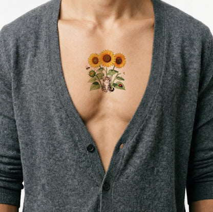 Katje Zonnebloemen Tattoo-Illustratie