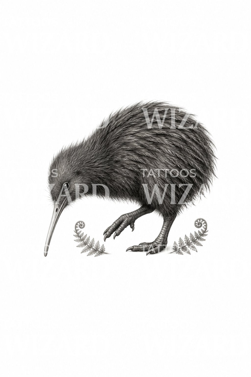 Design per tatuaggio kiwi e felce