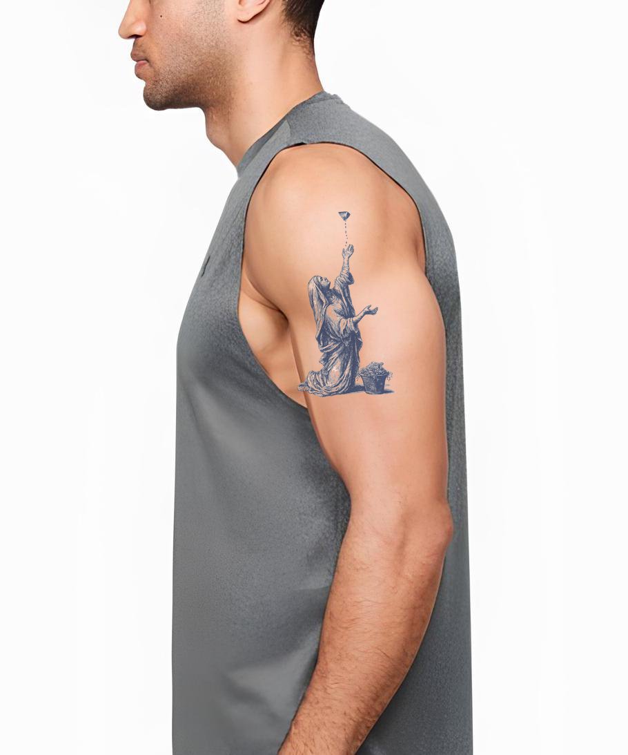 Kneeling Prayer Figure Tattoo Design